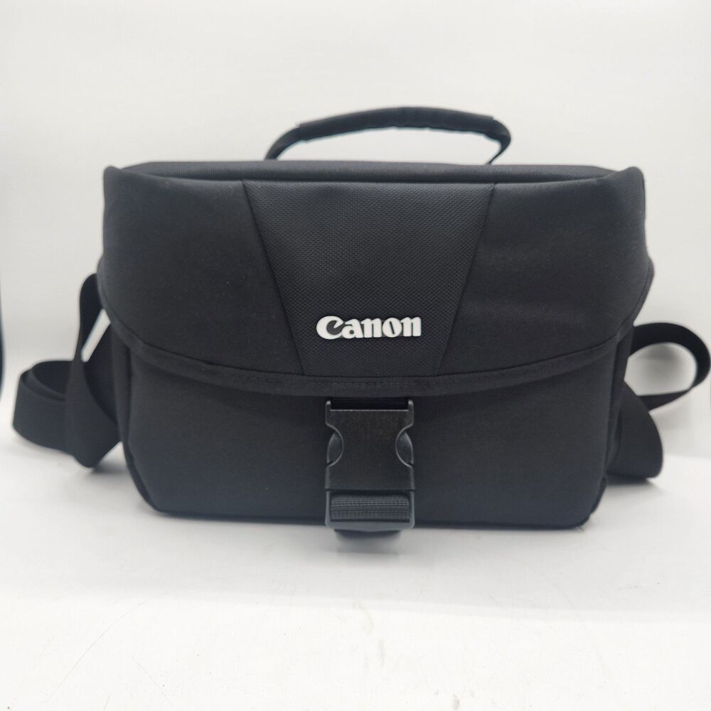 Canon Camera Carrying Case Bag Soft Sided Black Divider Shoulder Strap 10x7x5